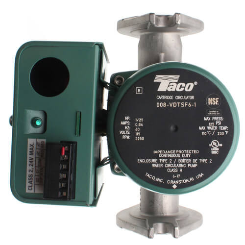 Taco 008-VDTSF6-1 - 008 Series Variable Speed Delta-T Stainless Steel Circulator Pump, 1/25 HP, 115V