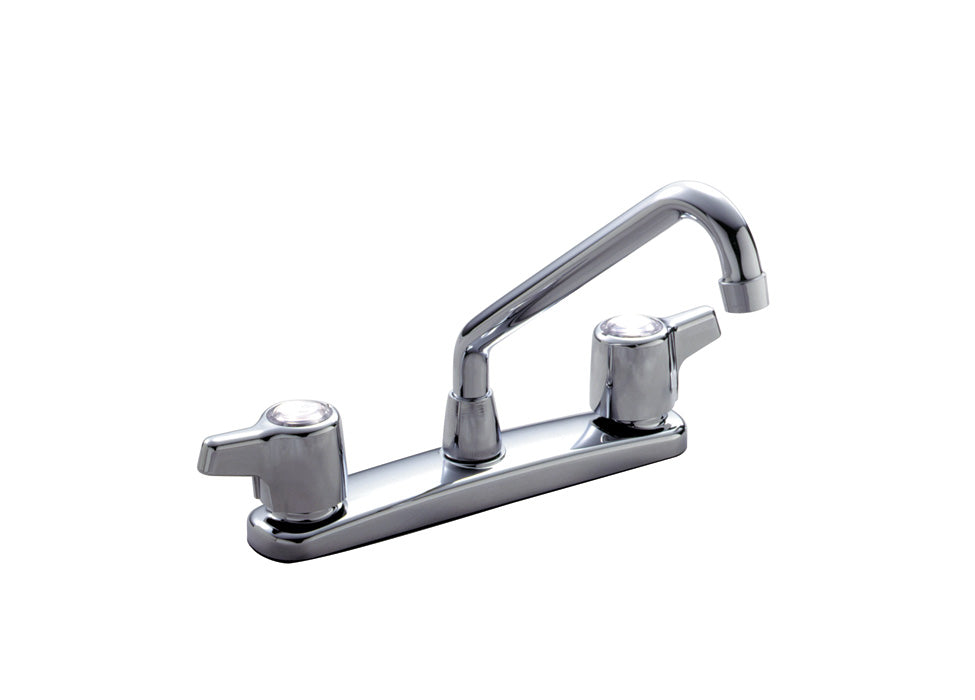 Waltec 25F623LF 2-Handle Deck Mount Kitchen Faucet with Lever Handles in Chrome