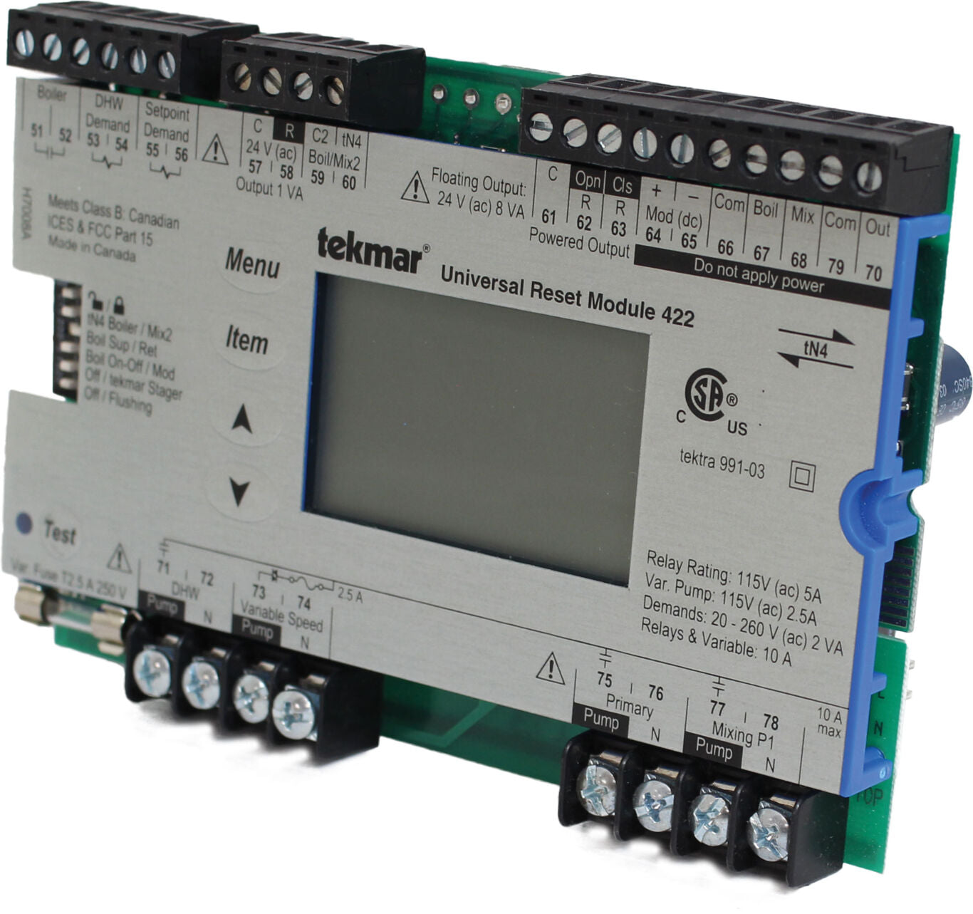 Tekmar 422 Universal Reset Module, Two tN4, Mixing, Boiler, DHW and Setpoint