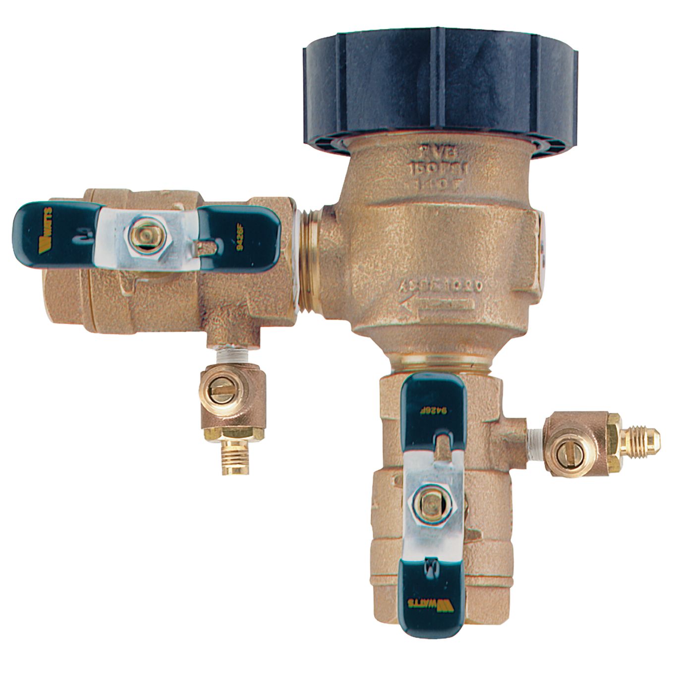 Watts 0387126 800M4-QT-1-1/4" Bronze Anti-Siphon Pressure Vacuum Breaker Backflow Preventer with 1-1/4" FNPT Connections, Quarter Turn Shutoff, Lever Handle