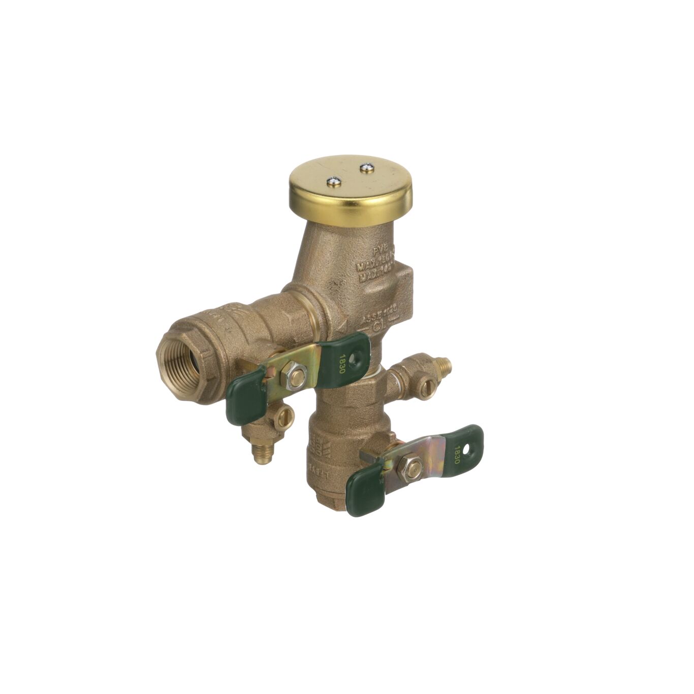 Watts 0388001, 800M4QT-3/4 Bronze Anti-Siphon Pressure Vacuum Breaker Backflow Preventer with 3/4" FNPT Connection, Quarter Turn Shutoff & Tee Handles
