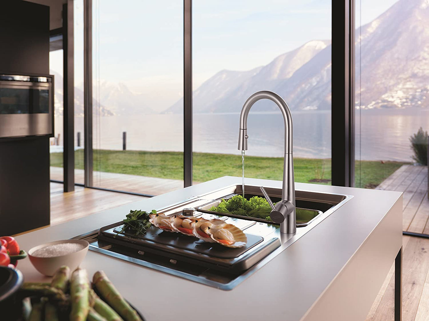 Franke FF3450 Steel Series 17-7/16" Tall Single Handle Pull-Down Kitchen Faucet - Stainless Steel