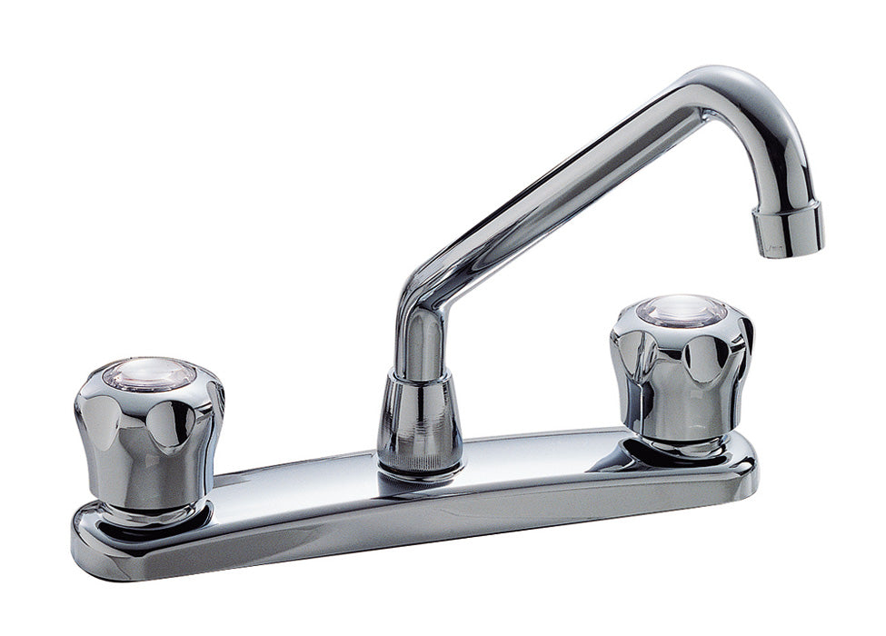 Waltec 82006LF Lead Free 2-Handle Kitchen Faucet with Fluted Handles in Chrome