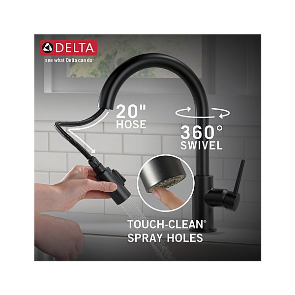 Delta 9159-BL-DST Trinsic Kitchen Faucet with Pulldown Spray - Matte Black