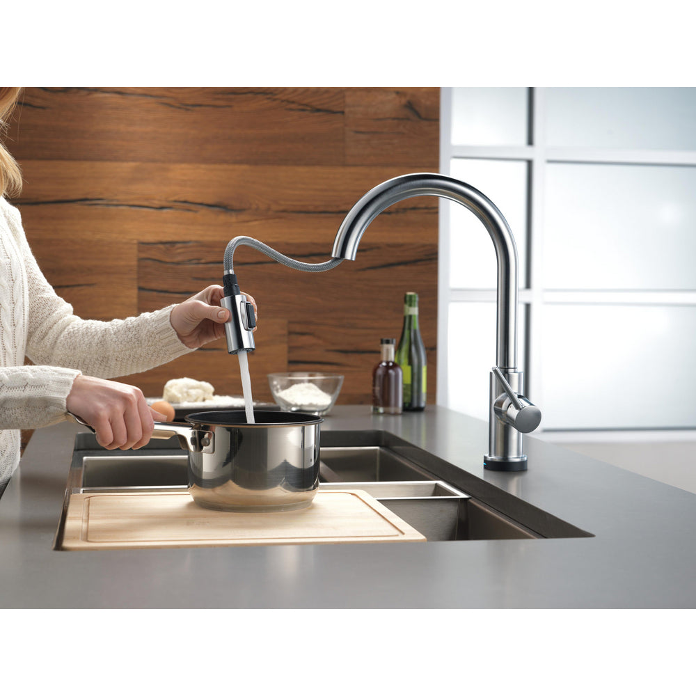 Delta 9159T-AR-DST Trinsic 1-Handle Touch Kitchen Faucet with Pull-Down Sprayer & Touch2O Technology, Arctic Stainless