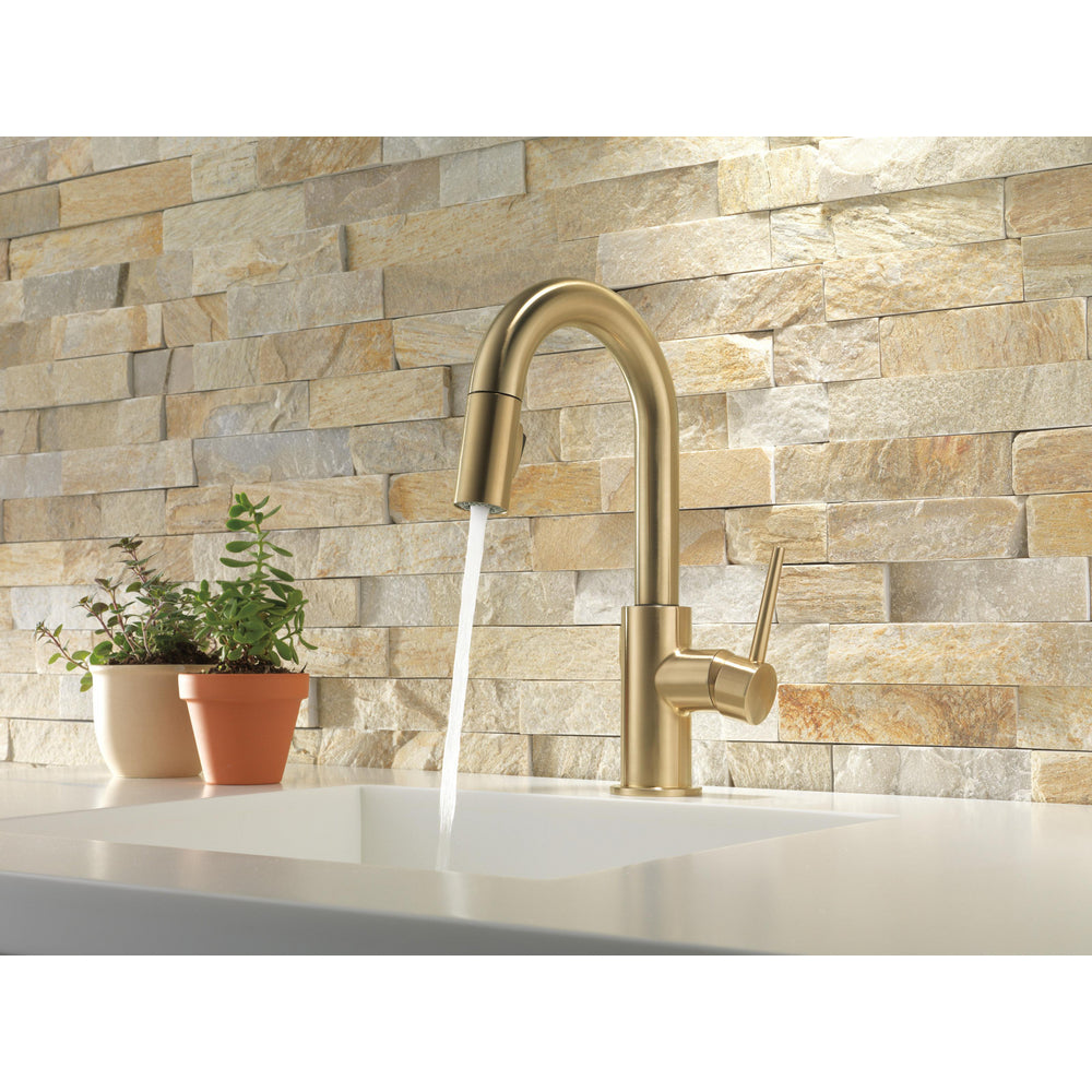 Delta 9959-CZ-DST Trinsic® 1-Handle Bar Faucet with Pull-Down Sprayer, Champagne Bronze