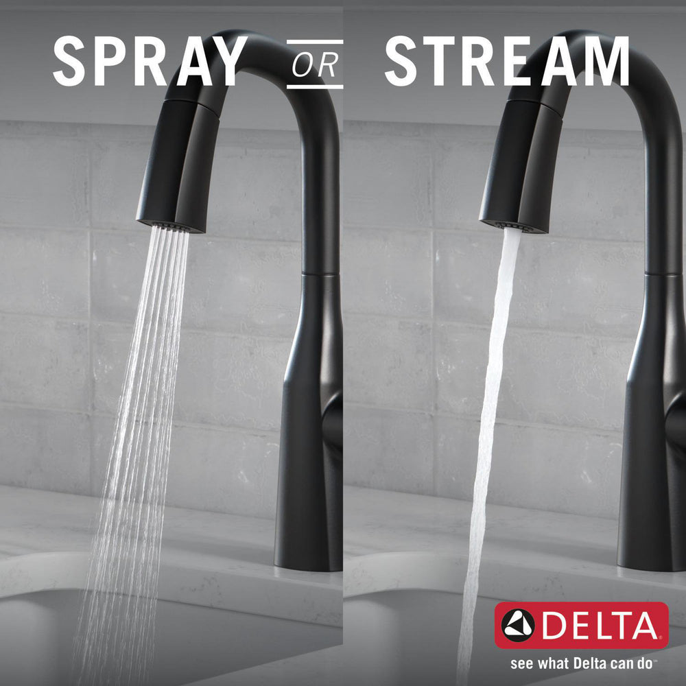 Delta 9976-BL-DST Stryke Single Handle Bar Faucet with Pulldown Sprayer in Matte Black Finish