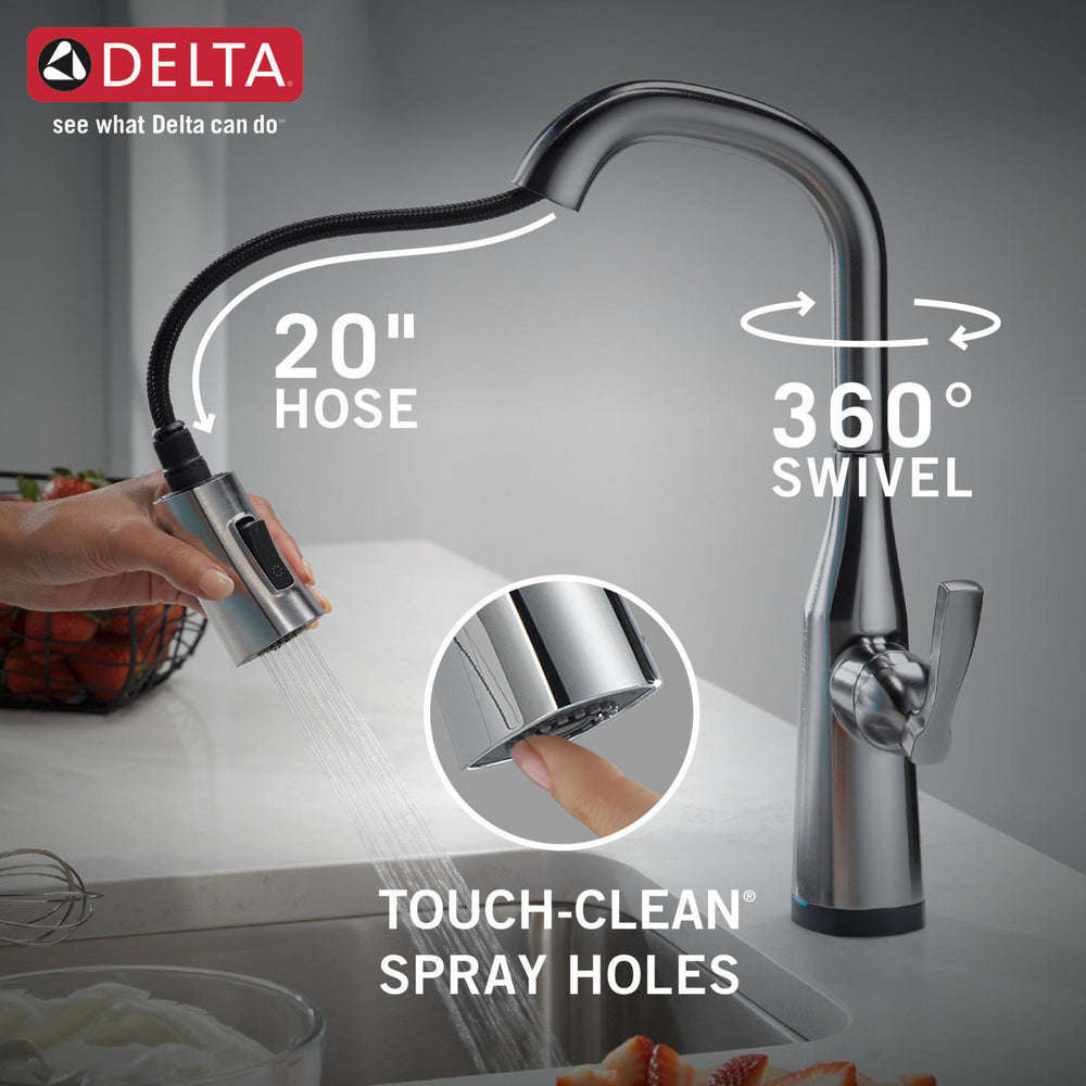 Delta 9976T-AR-PR-DST 1-Handle Bar/Prep Faucet with Touch 2O Technology and Pulldown Sprayer in Arctic Stainless Finish