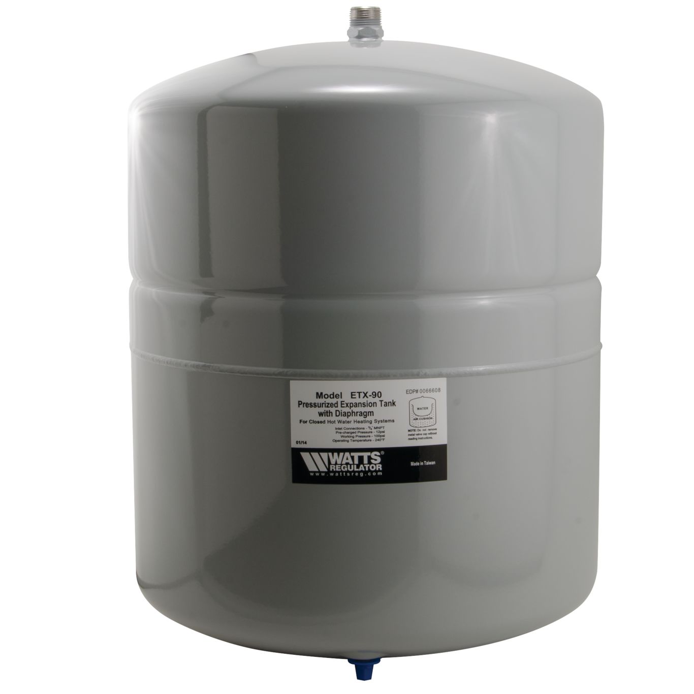 Watts ETX-90, 0066608 Non-Potable Water Expansion Tank, 3/4 In Mnpt Connection, Tank Volume 15.0 Gallons