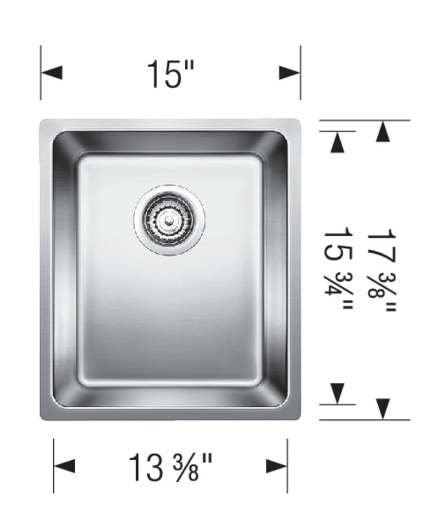 Blanco 401330 Andano U Undermount Single Bowl Bar Sink - Stainless Steel Satin Polish