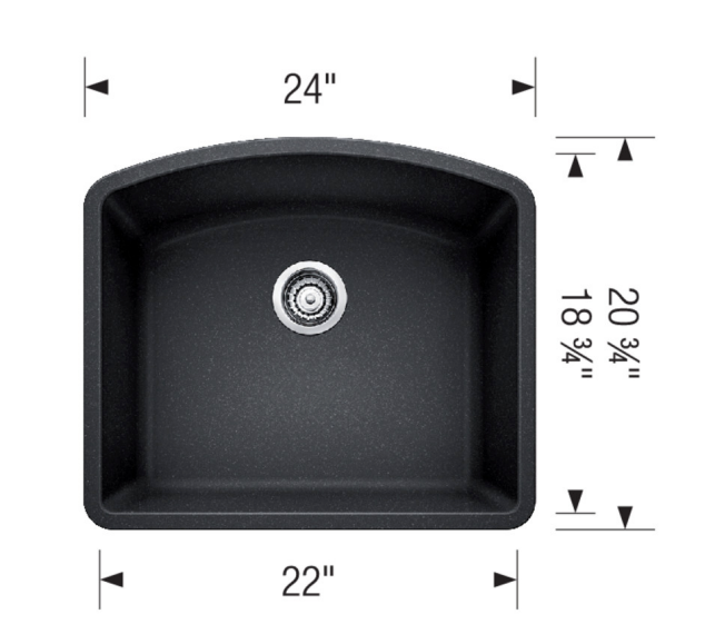 Blanco 400081 DIAMOND U 1 Undermount Single Bowl Silgranit Kitchen Sink - Anthracite