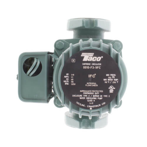 Taco 0010-F3-1IFC Flanged Cast Iron Circulator Pump with Integral Flow Check, 1/8 HP 