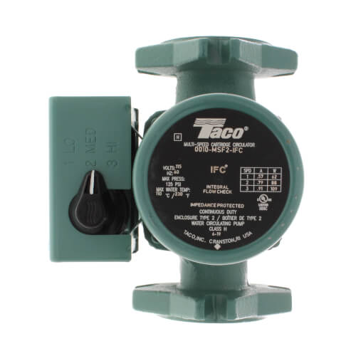 Taco 0010-MSF2-IFC, 3-Speed Cast Iron Circulator Pump with Integral Flow Check, 1/20 HP, 115 Volts, 1 Phase & Flanged Universal Connection 