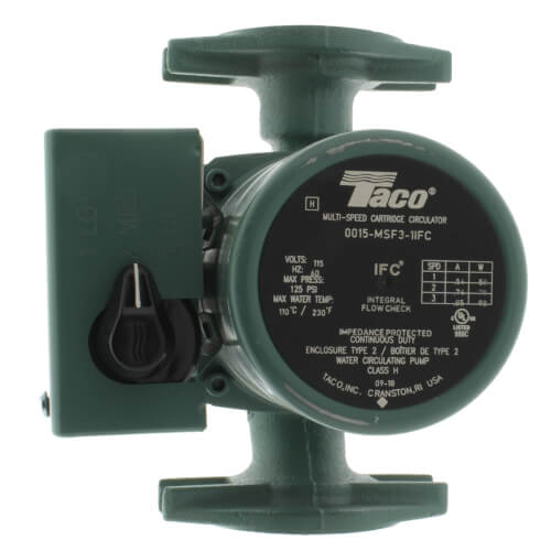 Taco 0015-MSF3-1IFC - 1/20 HP 0015 Series 3-Speed Cast Iron Circulator Pump with Integral Flow Check & Rotated Flanges 