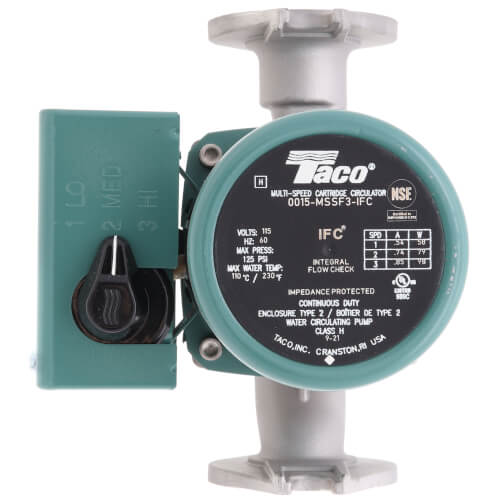 Taco 0015-MSSF3-IFC - 3-Speed Flanged Stainless Steel Circulator Pump with Integral Flow Check, 1/20 HP, 115V 