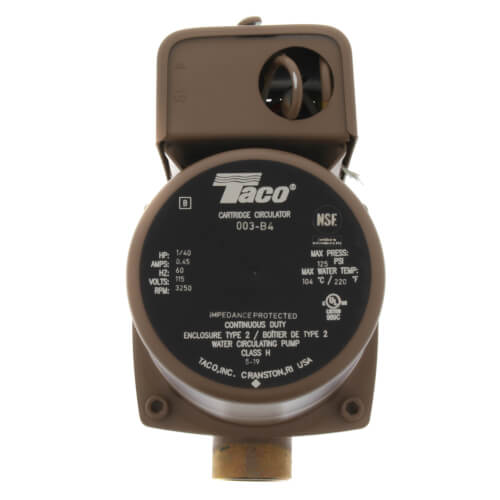 Taco 003-B4 - Bronze Circulator Pump with 3/4" Sweat Connection, 1/40 HP, 115V, 125 PSI 