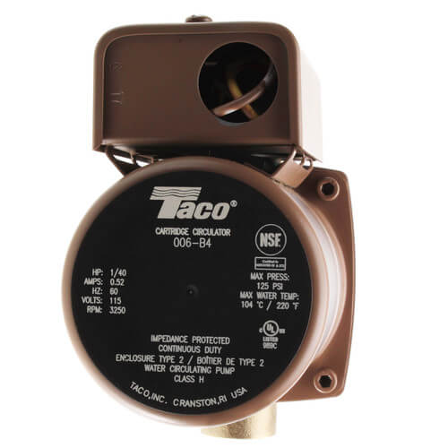 Taco 006-B4 - 006 Series Bronze Circulator Pump, 3/4" Sweat Connection, 1/40 HP, 115V, 125 PSI 