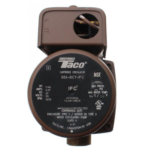 Taco 006-BC7-IFC - 006 Series Bronze Circulator with Integral Flow Check, 3/4" Sweat Connection, 1/40 HP, 115V, 125 PSI 