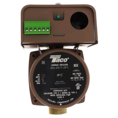 Taco 006-ZBC7-2IFC - 006 Series Bronze Priority Zoning Circulator Pump with Integral Flow Check, 1/40 HP, 3/4" Sweat Connection 