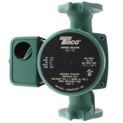 Taco 007-F5 Cast Iron Circulator Pump, 1/25 HP, 125V 