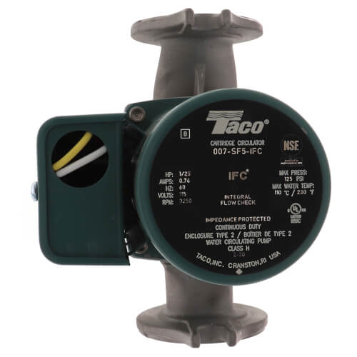 Taco 007-SF5-IFC - 007 Series Flanged Stainless Steel Circulator Pump with Integral Flow Check, 1/25 HP, 115V 