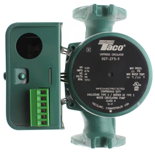 Taco 007-ZF5-9 - 007 Series Cast Iron Priority Zoning Circulator Pump with Rotated Flange, 1/25 HP, 115V, 125 Max.PSI 