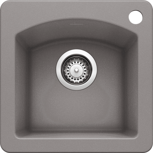 Blanco 401663 DIAMOND Mini Single Bowl Drop-In Silgranit Kitchen Sink - Metallic Grey | Plumbers Center