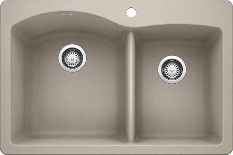 Blanco 401153 DIAMOND 1.75 Drop-In Double Bowl Silgranit Kitchen Sink - Truffle | Plumbers Center