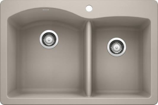 Blanco 401153 DIAMOND 1.75 Drop-In Double Bowl Silgranit Kitchen Sink - Truffle | Plumbers Center