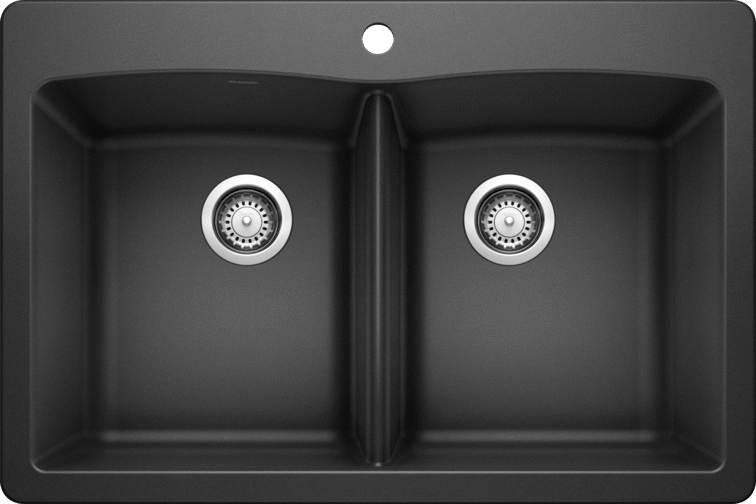 Blanco 400056 DIAMOND 210 Double Bowl Drop-In Silgranit Kitchen Sink - Anthracite | Plumbers Center