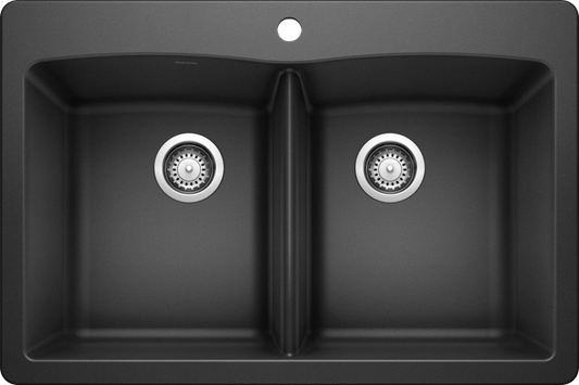 Blanco 400056 DIAMOND 210 Double Bowl Drop-In Silgranit Kitchen Sink - Anthracite | Plumbers Center