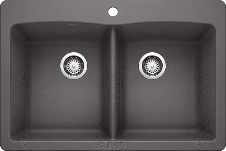 Blanco 401406 DIAMOND 210 Double Bowl Drop-In Silgranit Kitchen Sink - Cinder | Plumbers Center