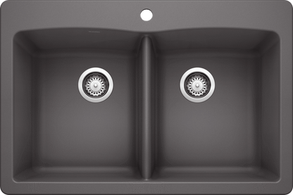 Blanco 401406 DIAMOND 210 Double Bowl Drop-In Silgranit Kitchen Sink - Cinder | Plumbers Center