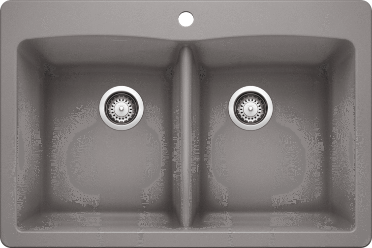 Blanco 401661 DIAMOND 210 Double Bowl Drop-In Silgranit Kitchen Sink - Metallic Grey | Plumbers Center