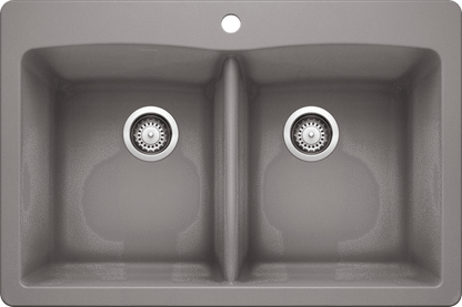 Blanco 401661 DIAMOND 210 Double Bowl Drop-In Silgranit Kitchen Sink - Metallic Grey | Plumbers Center