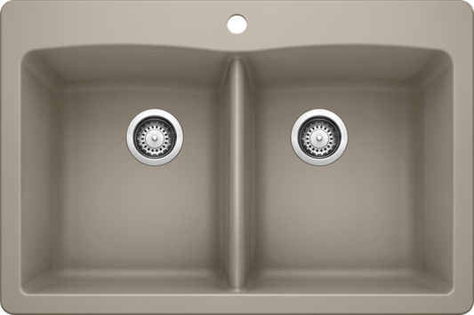 Blanco 401152 DIAMOND 210 Double Bowl Drop-In Silgranit Kitchen Sink - Truffle | Plumbers Center