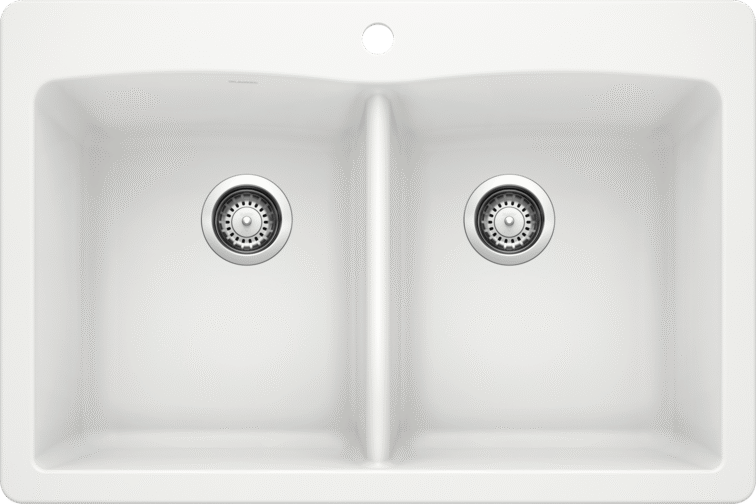 Blanco 400055 DIAMOND 210 Double Bowl Drop-In Silgranit Kitchen Sink - White | Plumbers Center