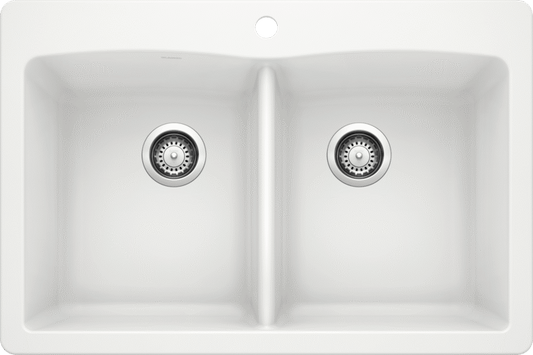 Blanco 400055 DIAMOND 210 Double Bowl Drop-In Silgranit Kitchen Sink - White | Plumbers Center