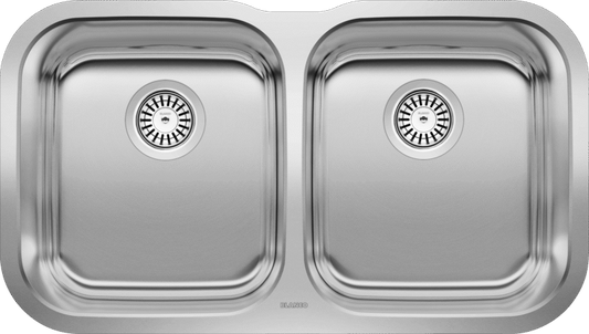 Blanco 400008 Essential U 2 Bowl Undermount Sink - Stainless Steel | Plumbers Center