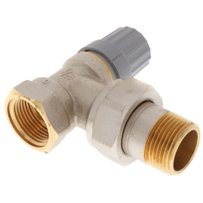 Danfoss 013G8019 3/4" Angle Thermostatic Radiator Valve. RA2000 3/4" Angle valve with FNPT x MNPT union tailpiece 