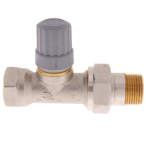 Danfoss 013G8020 3/4" Straight Thermostatic Radiator Valve, RA2000 3/4" Straight valve, FNPT x MNPT union tailpiece 