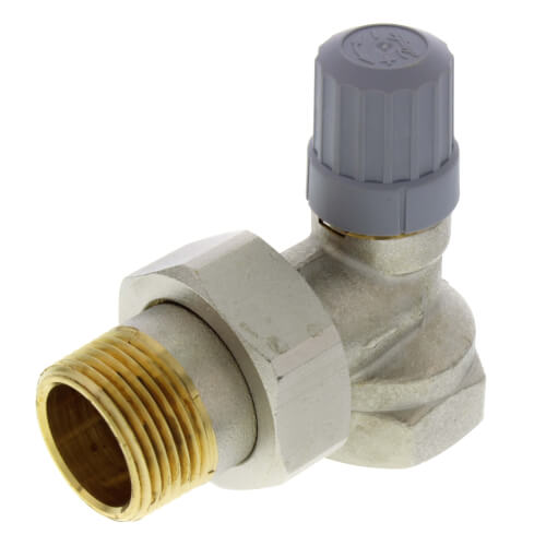 Danfoss 013G8024 1" Angle Thermostatic Radiator Valve, RA2000 1" Side mount angle valve, FNPT x MNPT union tailpiece 