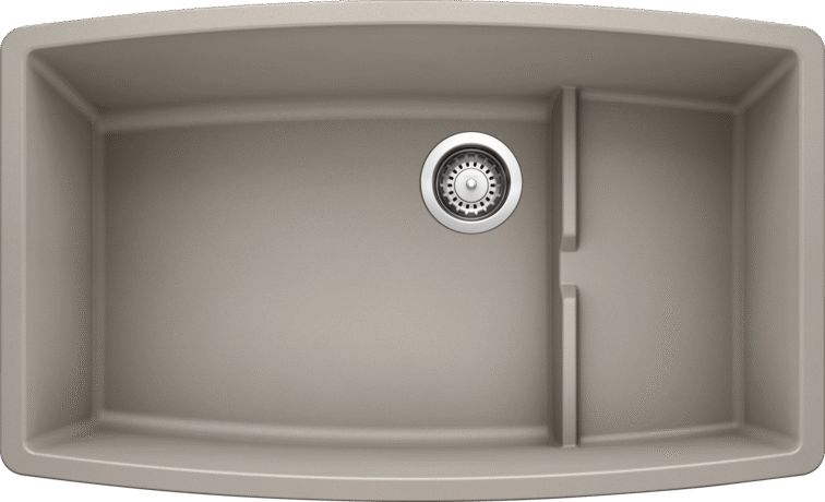 Blanco 402282 Performa Cascade 1-1/2 Bowl Undermount Silgranit Kitchen Sink in Concrete Gray | Plumbers Center