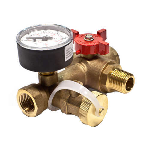 Watts 0386466 RBFF 1/2" Residential Boiler Fill Fitting, Three Way Ball Valve, Drain Port, Pressure Gauge 0-30 psi 