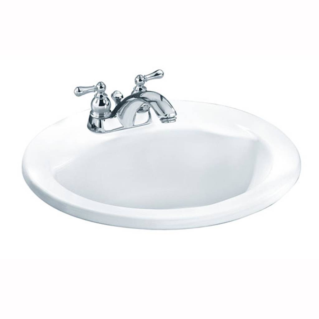 American Standard 0419444EC.020 Cadet Everclean Oval Countertop Bathroom Sink, Centerset, White | Plumbers Center