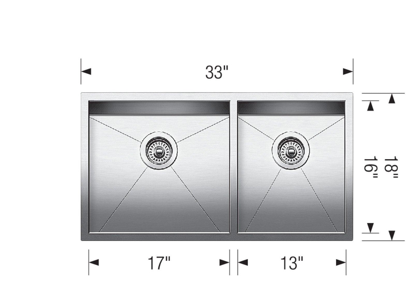 Blanco 401244 Quatrus U 1-3/4 Bowl Undermount Kitchen Sink - Stainless Steel