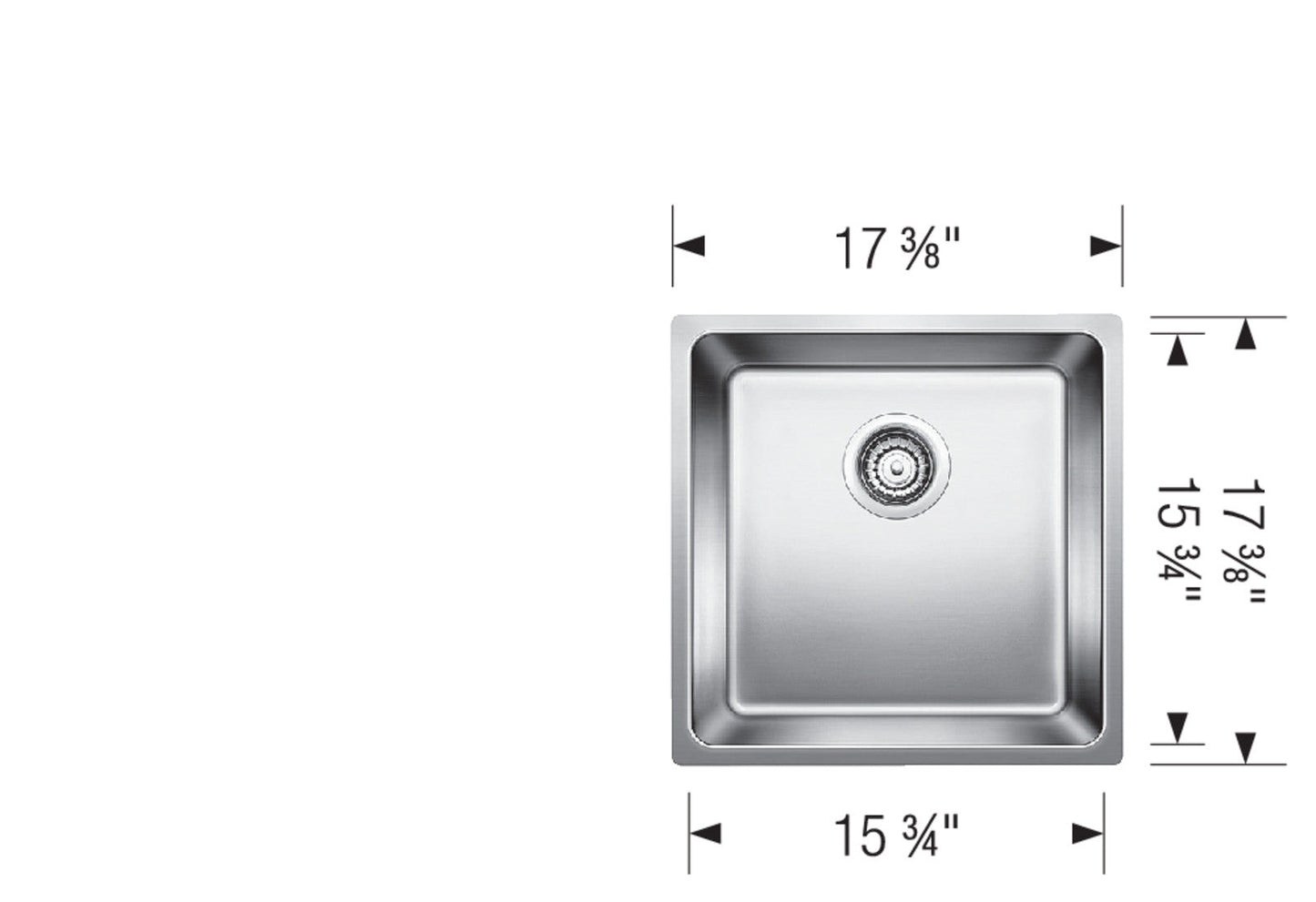 Blanco 401331 ANDANO U Small Undermount Single Bowl, Stainless Steel 