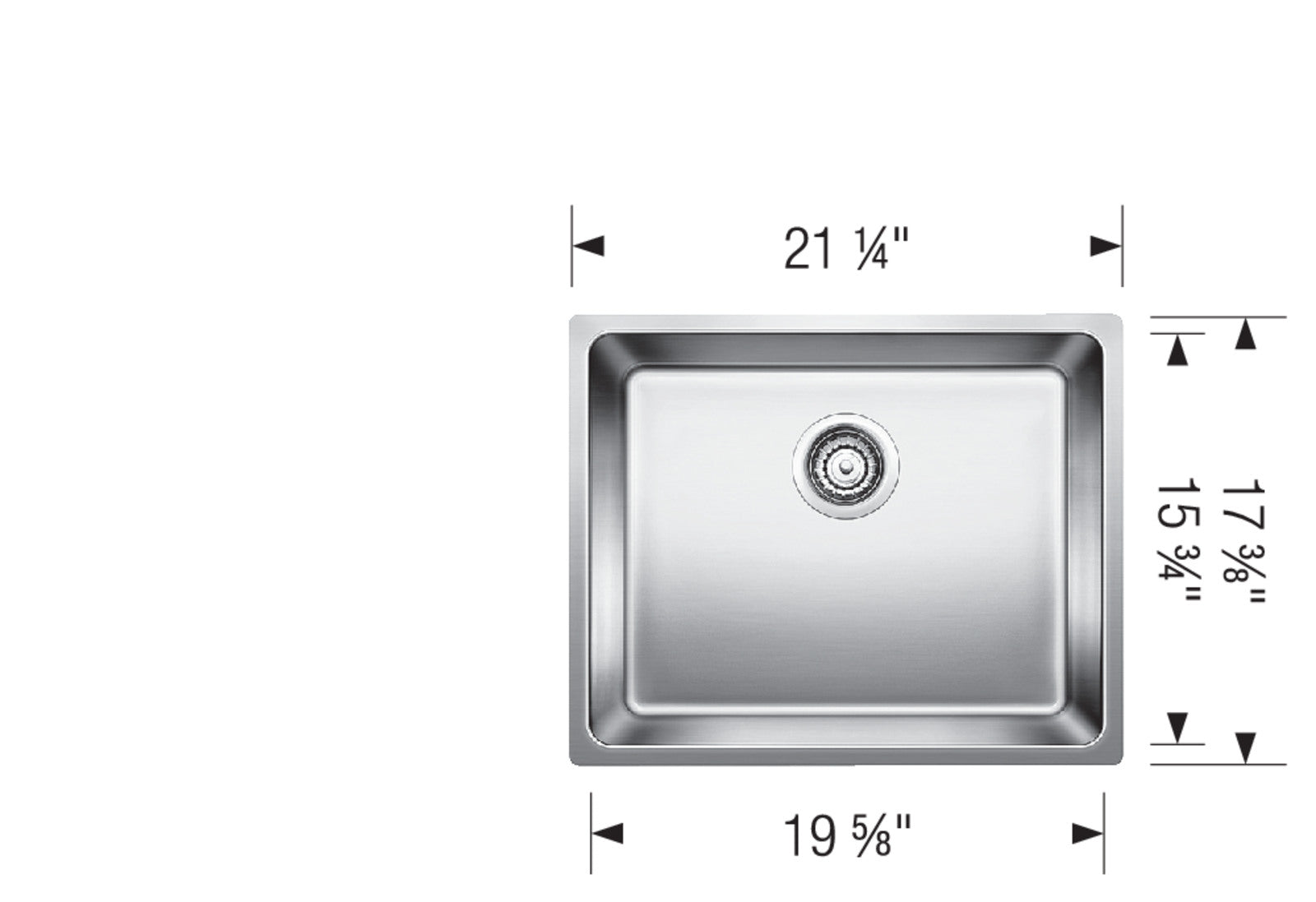 Blanco 401332 ANDANO U Medium Undermount Single Bowl - Stainless Steel 