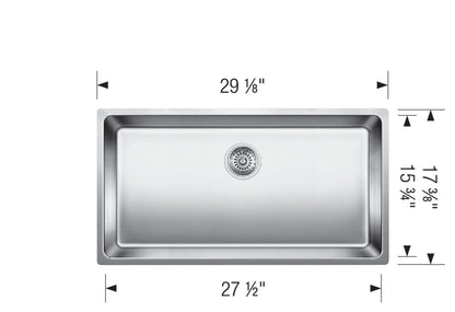 Blanco 401566 ANDANO U Undermount Super Single Bowl, Stainless Steel Satin Polish 