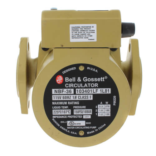 Bell & Gossett 103401LF - NBF-36, Series NBF 3-Speed Lead Free Bronze Circulator Pump, 1/6 HP, 115 Volts, 1 Phase, Flanged End Connection | Plumbers Center